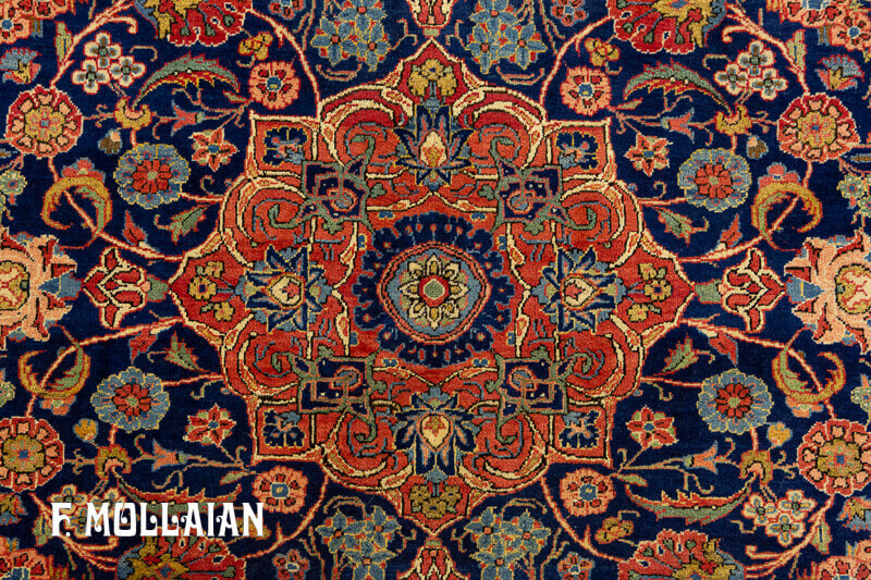 Antique Persian Part Silk Kashan Rug n°:40376870